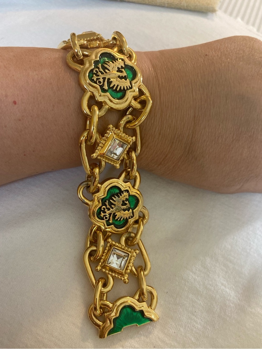 Vintage Signed MVH Michaela Von Habsburg Crest Statement Bracelet
